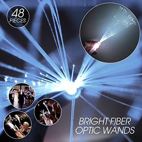GP GLOWPRODUCTS.COM Fiber Optic Wands (Box of 48) - Fiber Optic Wand with 3 Light Modes (White)