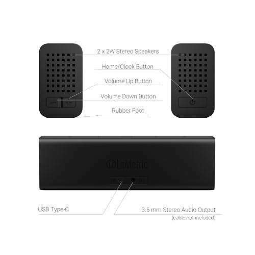 LaMetric LaMetric TIME Wi-Fi Clock for Smart Home - Social Media Counter - Cinema Lightbox - Digital Alarm Clock with Weather - Retro Pixel Art Bluetooth Speaker with 37x8 LED Display