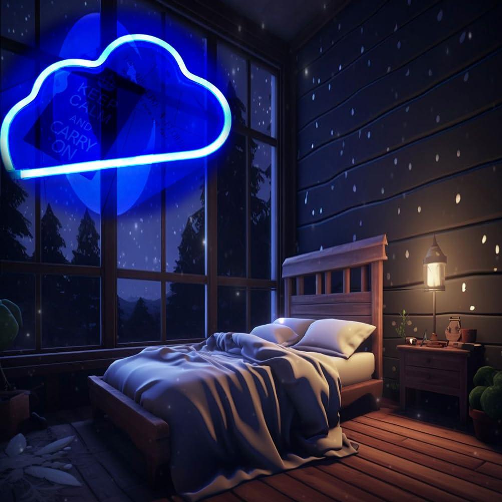 QiaoFei QiaoFei Cute Blue Neon Light,LED Cloud Sign Shaped Decor Light,Marquee Signs/Wall Decor for Christmas,Birthday Party,Kids Room, Living Room, Wedding Party Decor(Blue)