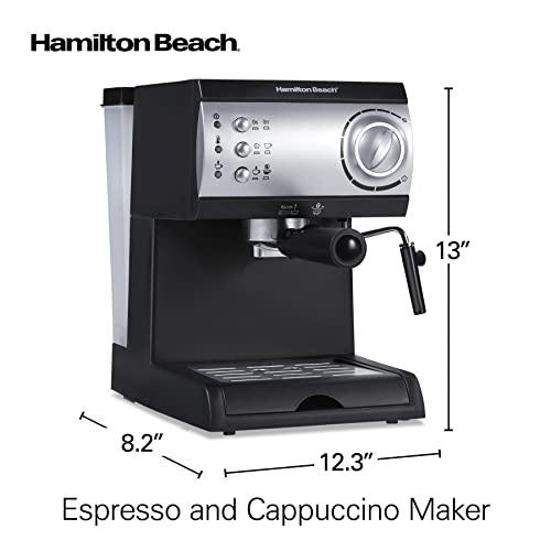 Hamilton Beach Hamilton Beach 15 Bar Espresso Machine, Cappuccino, Mocha, & Latte Maker, with Milk Frother, Make 2 Cups Simultaneously, Works with Pods or Ground Coffee, 50 oz. Water Reservoir, Black