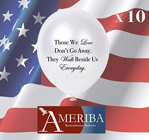 AMERIBA 30PC Biodegradable Remembrance Balloons: White & Silver Personalizable Funeral Balloons for Balloon Releases & Sympathy Gifts | Created/Sold by AMERIBA, a USA company (Variety Pk White, Black Writing)