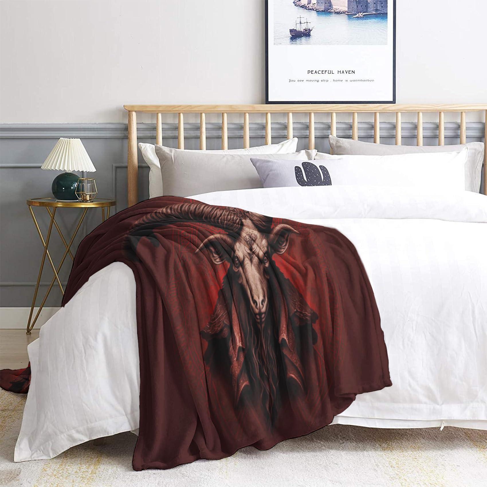 zcwl zcwl Baphomet Blanket Twin Size, Fleece Throw Blanket for Couch Bed Sofa, Satanic Gothic Patterned Blankets and Throws, Super Soft Cozy Fuzzy Plush Flannel Blanket, 60x80, Decor & Gift