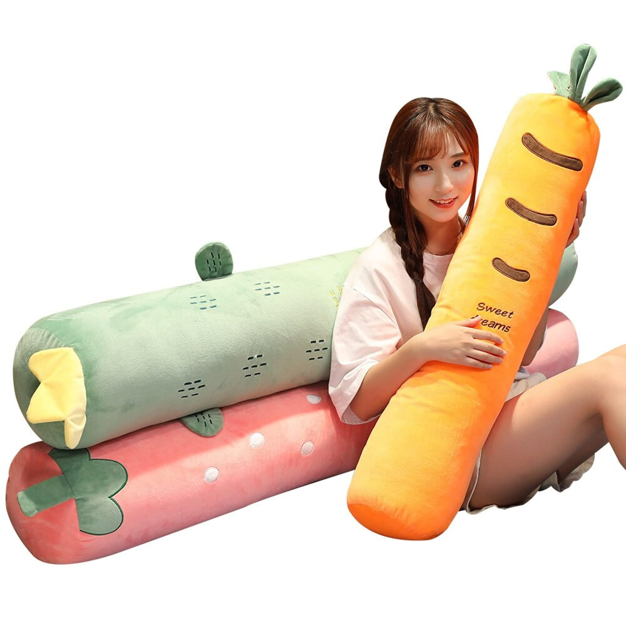Your Gifts Here Long Body Pillow Giant Carrot Plush Body Pillow Extra Long Pillow Cute Gifts For Her Plush Pillow For Bed Kawaii Bedding Bed Pillows (XL - 51 inch (130cm), Carrot)