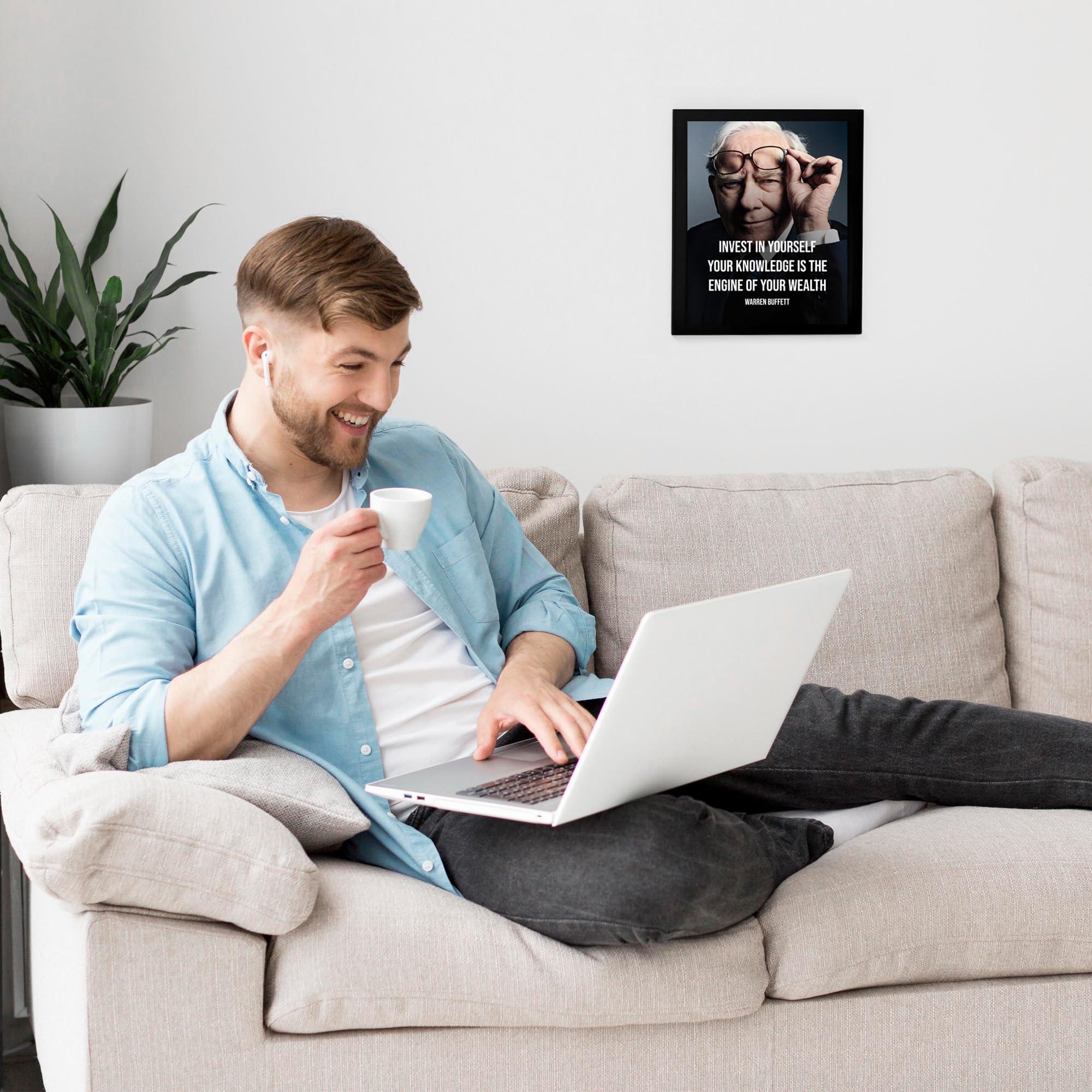 AMERICAN LUXURY GIFTS Warren Buffett Quote Wall Art - \"Invest In Yourself\" - 8x10\" Motivational Print with Silhouette For Home Decor, Office Decor & School Decor. Unframed