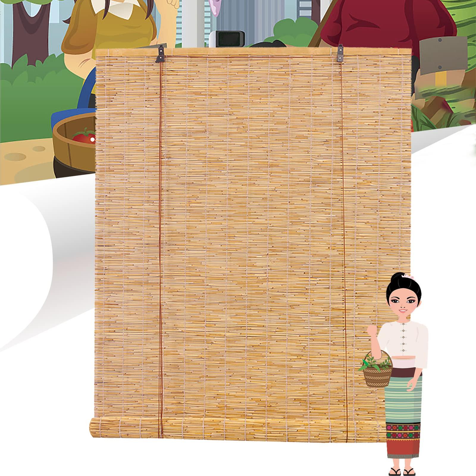 WEZINK Bamboo Shades for Windows Outdoor Bamboo Shades Bamboo Blind Bamboo Roll Up Shades Bamboo Blinds Outdoor Blinds Bamboo Blinds for Windows Roman Roller Blind for Sunroom 6139inWH White