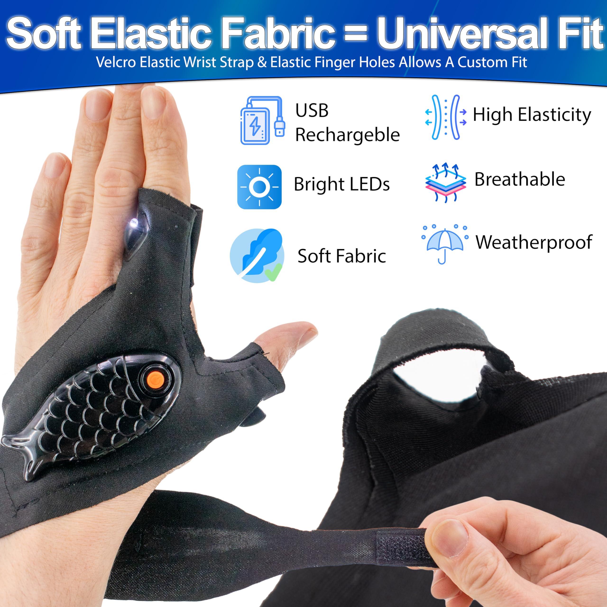 5 STAR SUPER DEALS 5 STAR SUPER DEALS LED Flashlight Finger Gloves - USB Rechargeable, Hands-Free, Comfortable Waterproof Finger Light Gloves for Mechanics, Outdoor Work, Fishing Gloves and More (1)