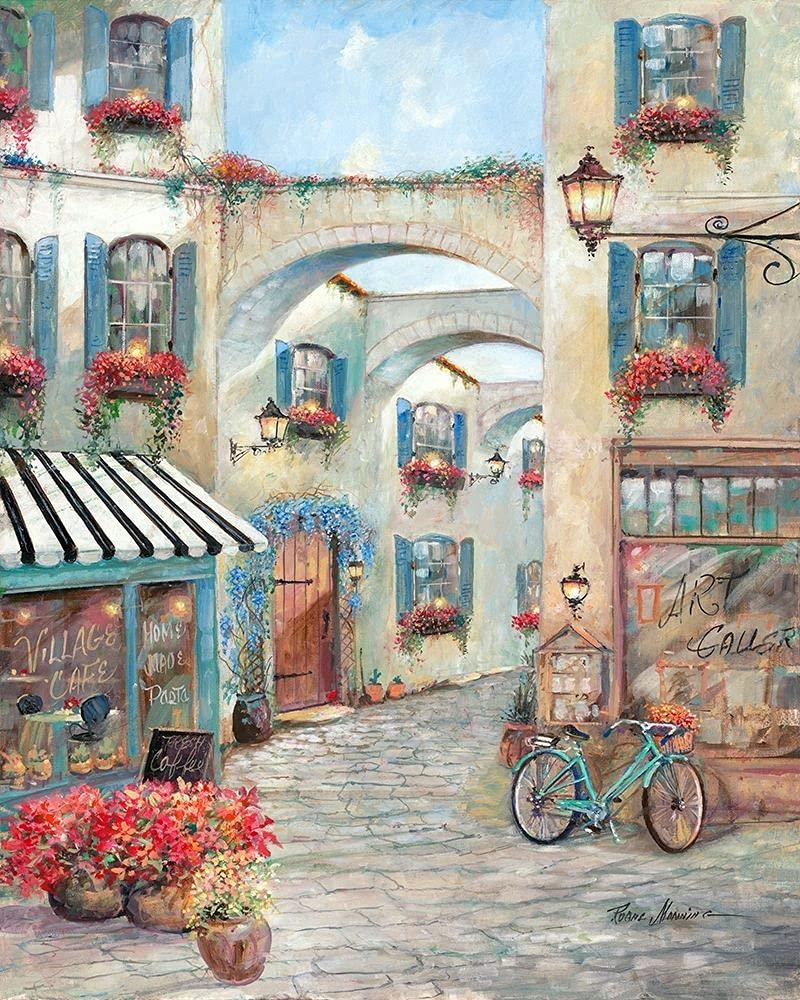 ArtExpert Village Cafe by Ruane Manning - 22x28 Art Print Poster