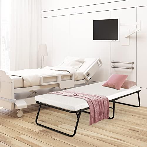 MAMIZO Folding Bed,Rollaway Bed with Mattress for Adults,Foldable Bed,Portable Bed,Metal Bed Frame with Memory Foam Mattress, Guest Bed for Bedroom,Office,Camp,No Assembly Required,(75\" x 31\"x14\")