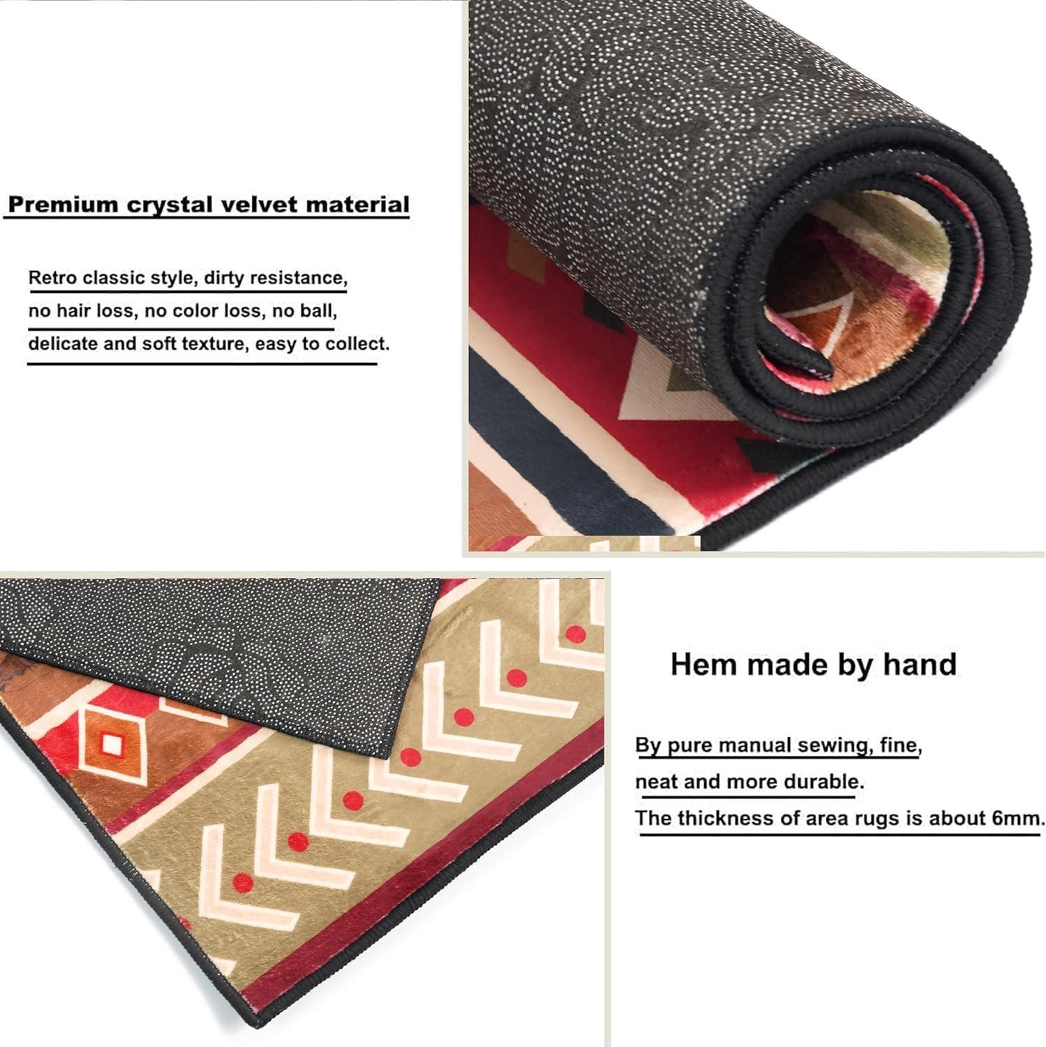 DECORAISES Combo Southwest Area Rug and Non-Slip Rug Tape for Timeless Home Decor in Kitchen, Living Room, Bedroom 4X6 ft, Western Cowboy Riding with Texas Star Panel Art - Southwestern Rug - Aztec rug CC01