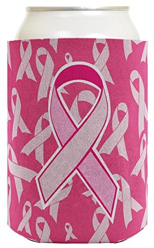 ThisWear Breast Cancer Awareness Pink Ribbon Loved Survivor 12 Pack Can Coolie Drink Coolers Coolies Pink