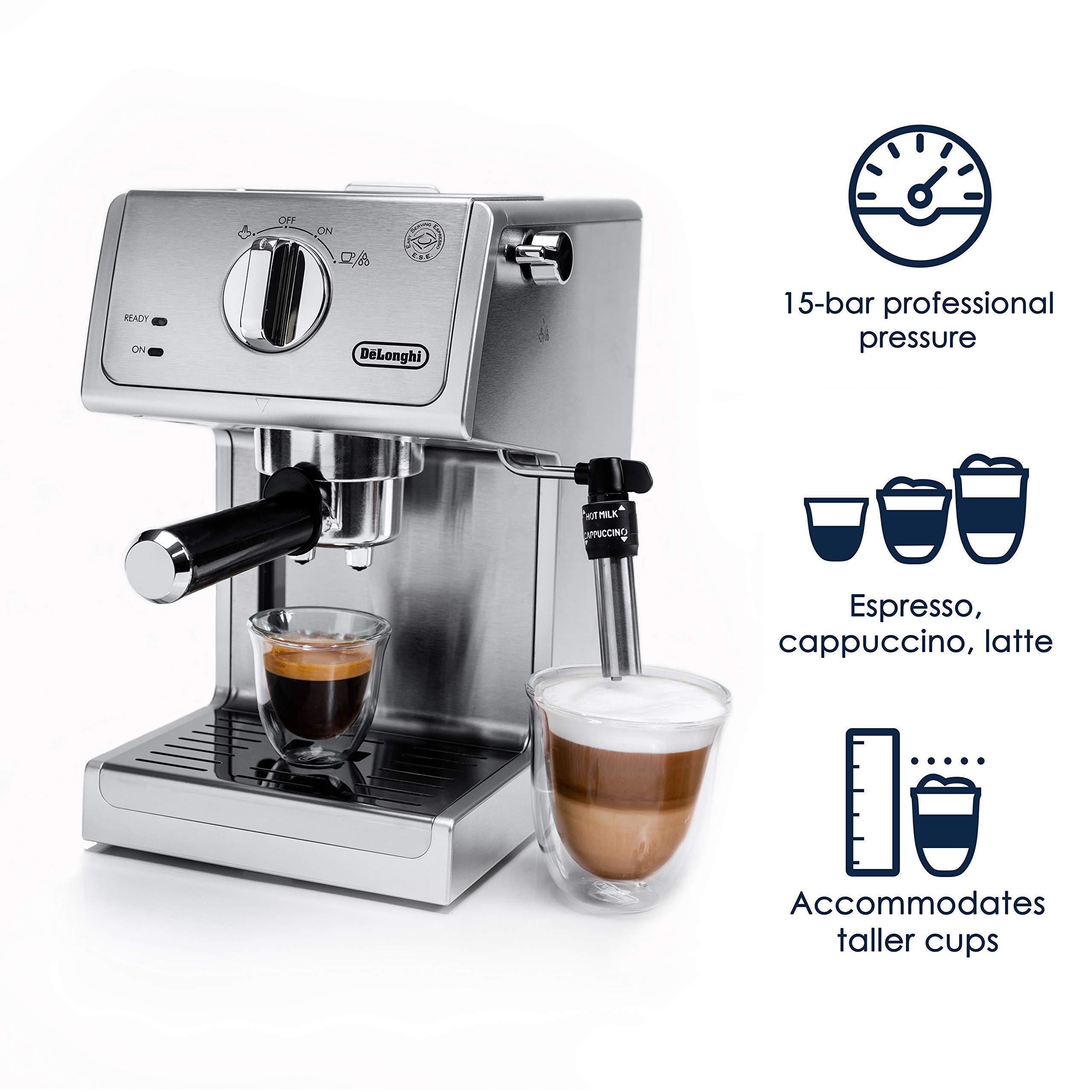 De'Longhi De'Longhi 15 Bar Pump Espresso and Cappuccino Machine with Premium Adjustable Frother, Stainless Steel, ECP3630