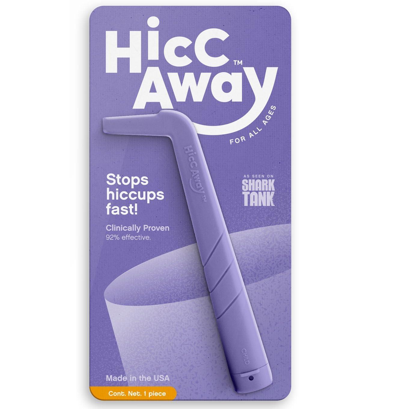 HICCAWAY HiccAway Hiccup Straw - Stops Hiccups Naturally & Fast - As Seen On Shark Tank - Clinically Proven Relief for All Ages, Children & Adults - Safe, Lightweight, & Reusable (HiccAway VERI PERI) 1 Pack