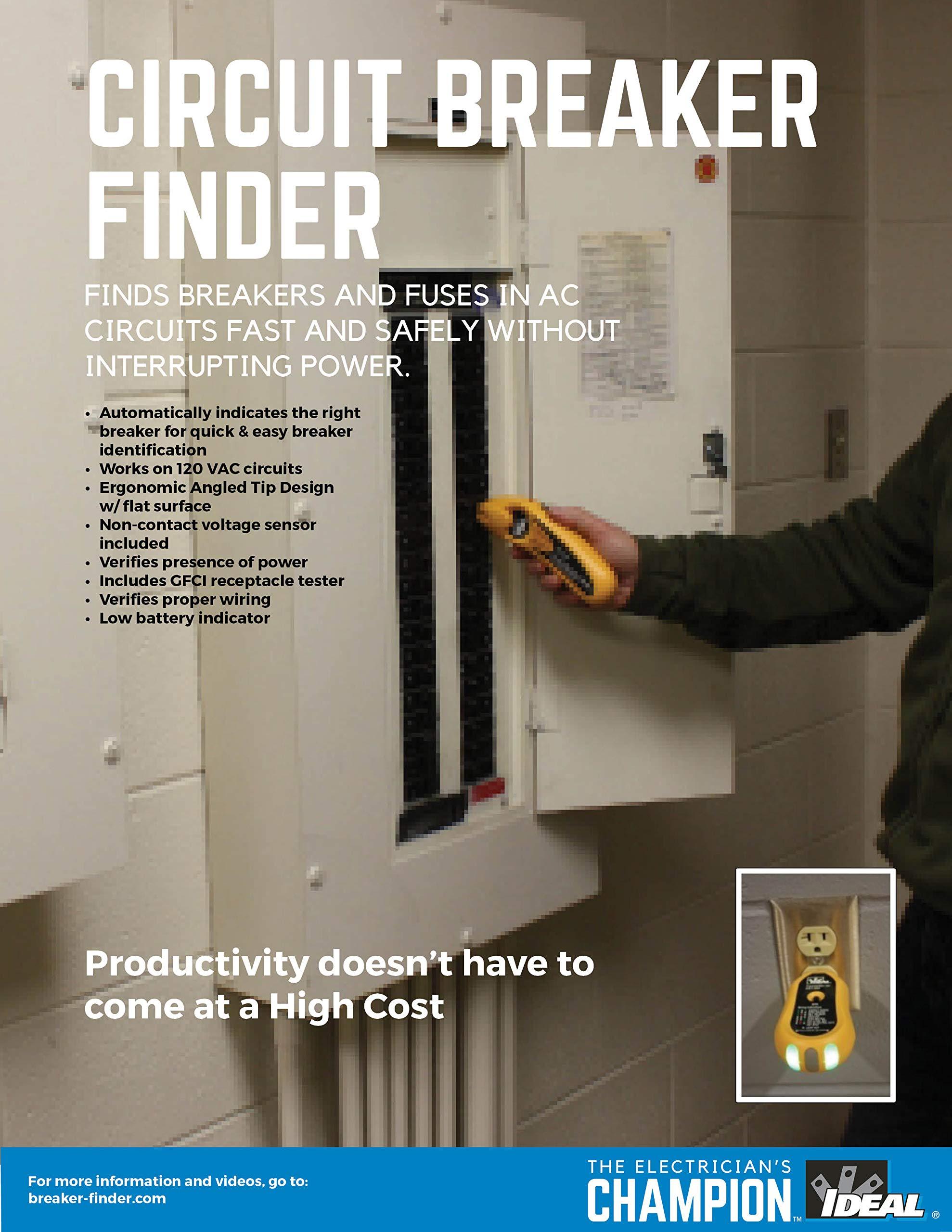 Ideal Industries IDEAL Electrical 61-534 Digital Circuit Breaker Finder with Digital Receiver and GFCI Circuit Tester,Yellow