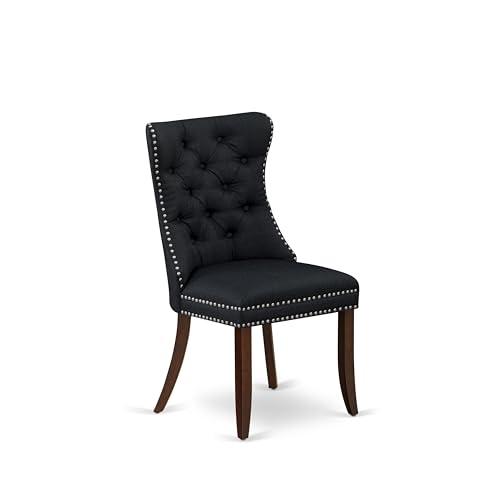 East West Furniture East West Furniture MLDA5-MAH-24 5-Piece Dinette Set Consists of a Rectangle Dining Table with Butterfly Leaf and 4 Black Polyester Fabric Padded Chairs, 36x54 Inch, Mahogany