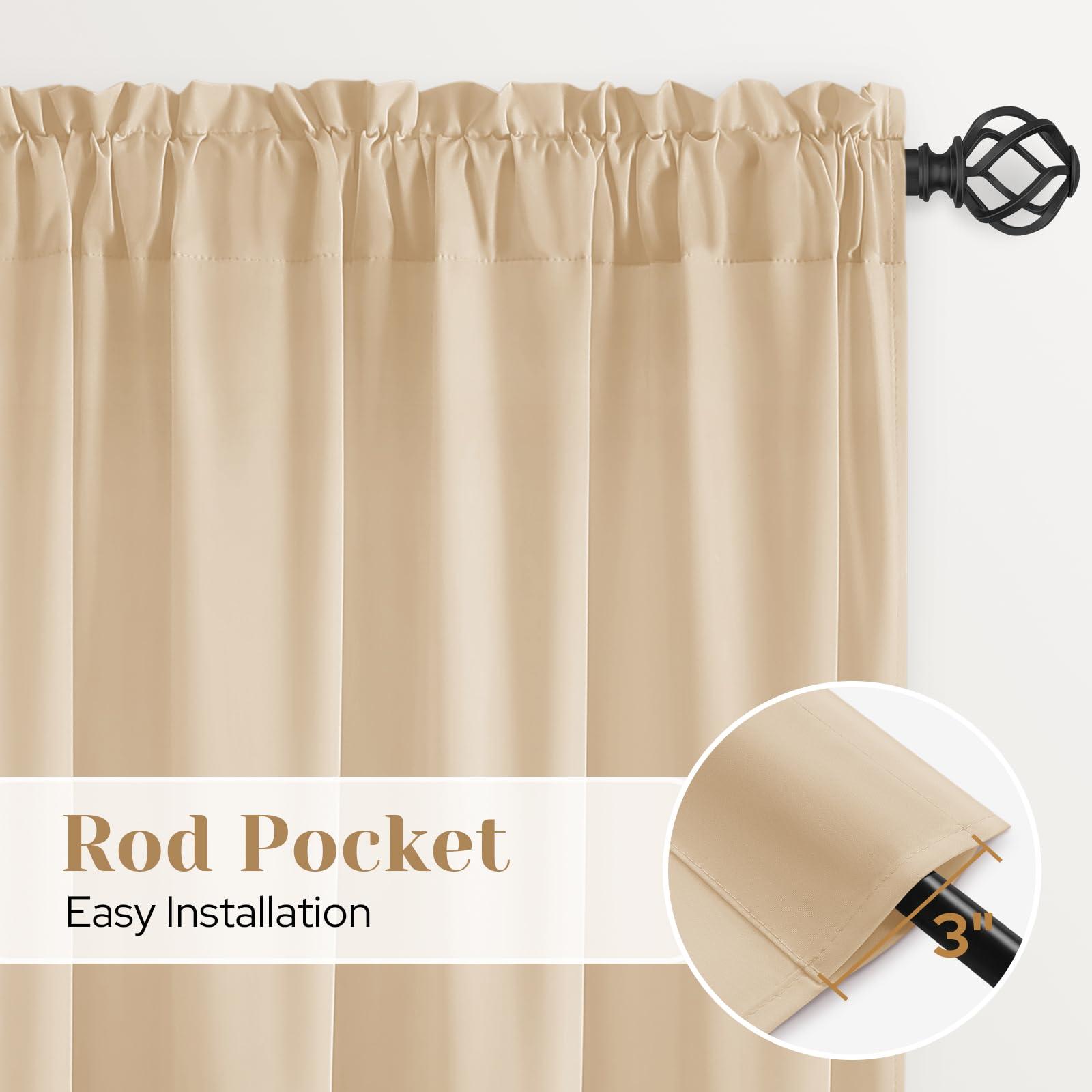 HOMEIDEAS HOMEIDEAS Non-See-Through Beige Privacy Sheer Curtains, 52 X 84 Inches Long 2 Panels Taupe Sheer Curtains Light Filtering Window Drapes for Bedroom Living Room