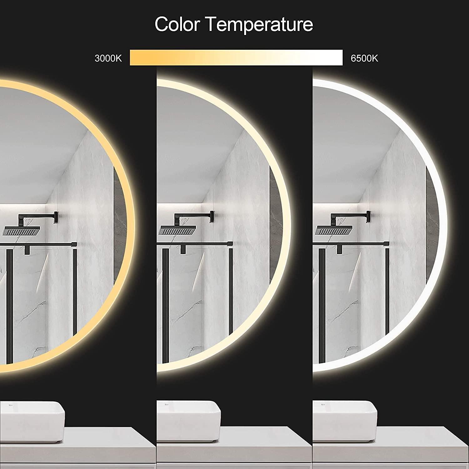 LLYLAY Vanity Mirror with Lights,LED Bathroom Mirror Round,Bathroom Mirrors for Wall,Circle Mirror,Polished Frameless Wall Mirror for Bathroom, Vanity, Bedroom,White/Warm Light