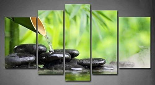 First Wall Art 5 Panel Zen Wall Art Green Spa Still Life with Bamboo Painting The Picture Print On Canvas Botanical Pictures for Home Decoration