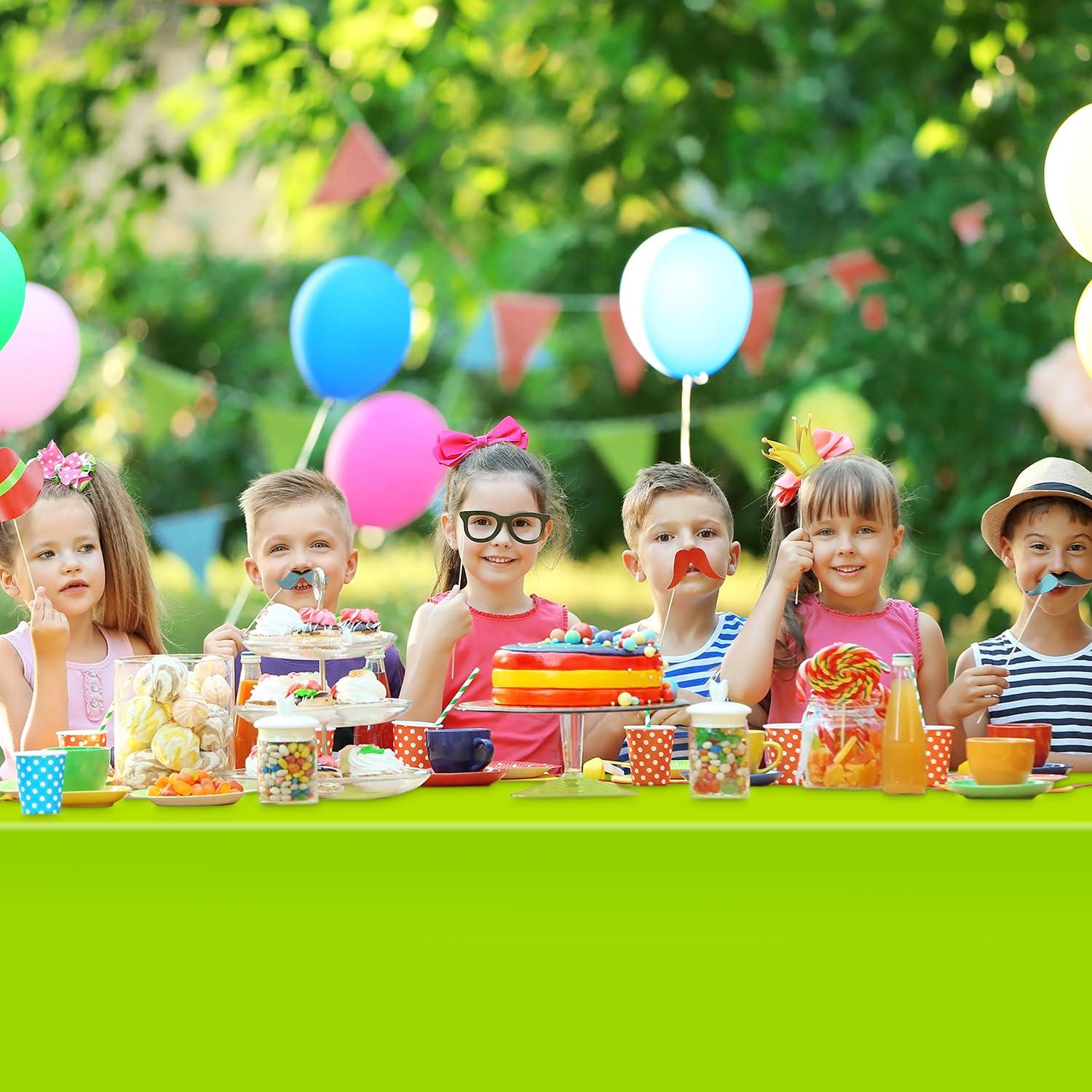 LIKAJON LIKAJON 3 Pack Lime Green Tablecloth, Rectangular Plastic Table Cloths for Parties Disposable, 54x108 in Waterproof Tablecloth for Birthday Party Baby Shower Picnic Valentines