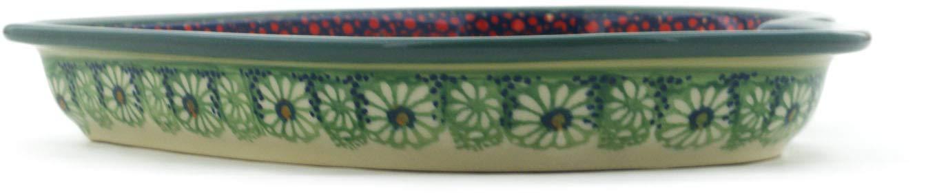 Polmedia Polish Pottery Polish Pottery 9-inch Heart Shaped Platter (Sunshine Grotto Theme) Signature UNIKAT + Certificate of Authenticity