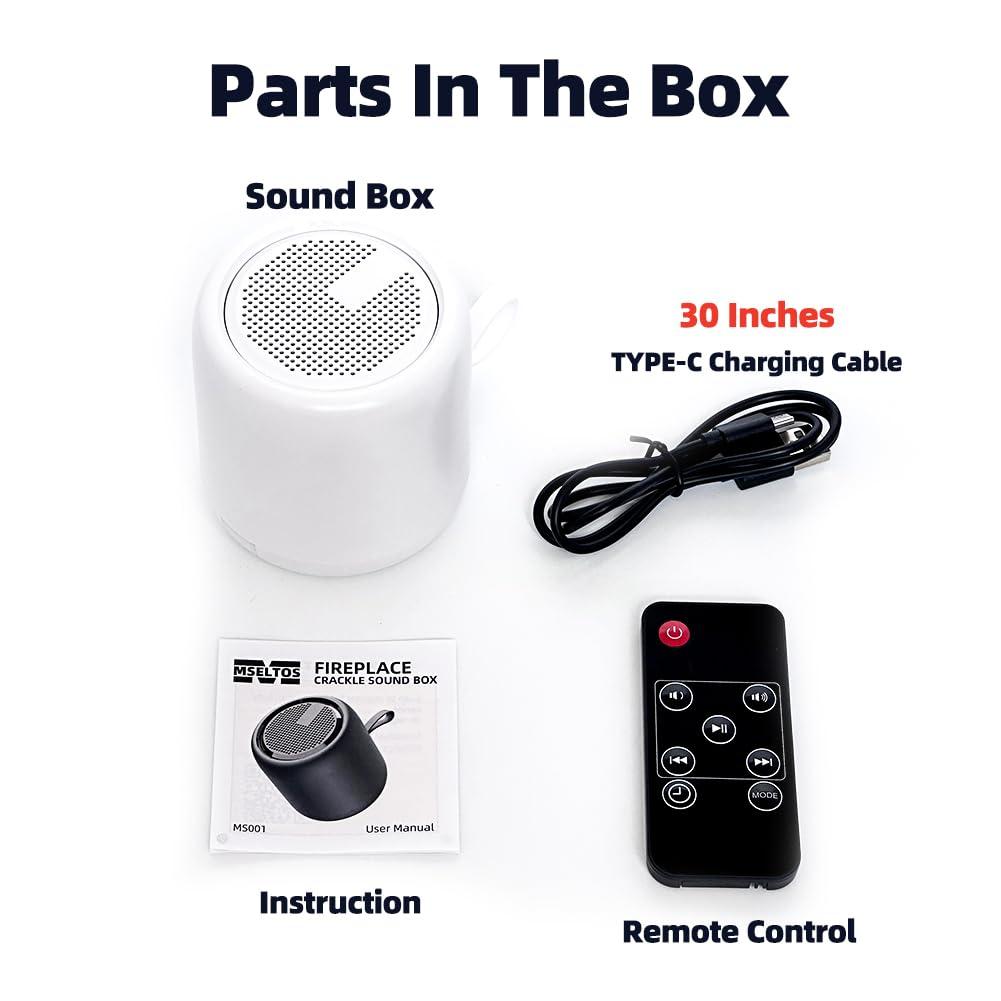 MSELTOS Fireplace Crackler Sound Box for Electric Fireplace with Remote Control, 2 in 1 Realistic Rechargeable Fire Crackling Sound Machine for Gas Fireplace, Fire Crackler Sound System, Fire Noise