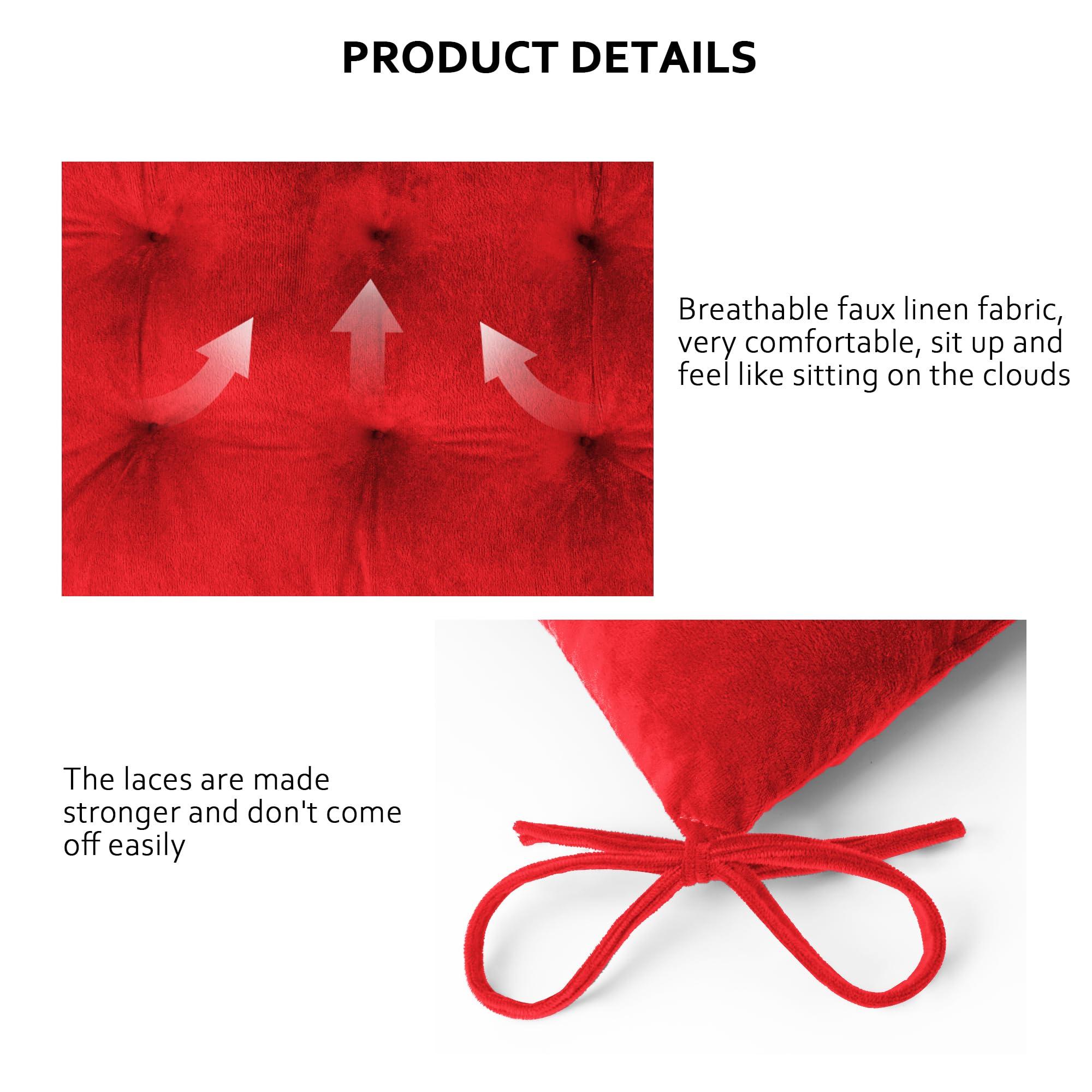 ELFJOY ELFJOY Rocking Chair CushionS Rocking Chair Pads for Wooden Rocking Chair Cushion for Rocking Chair Premium Tufted Back and Seat Cushion 2 piece Set (Red)