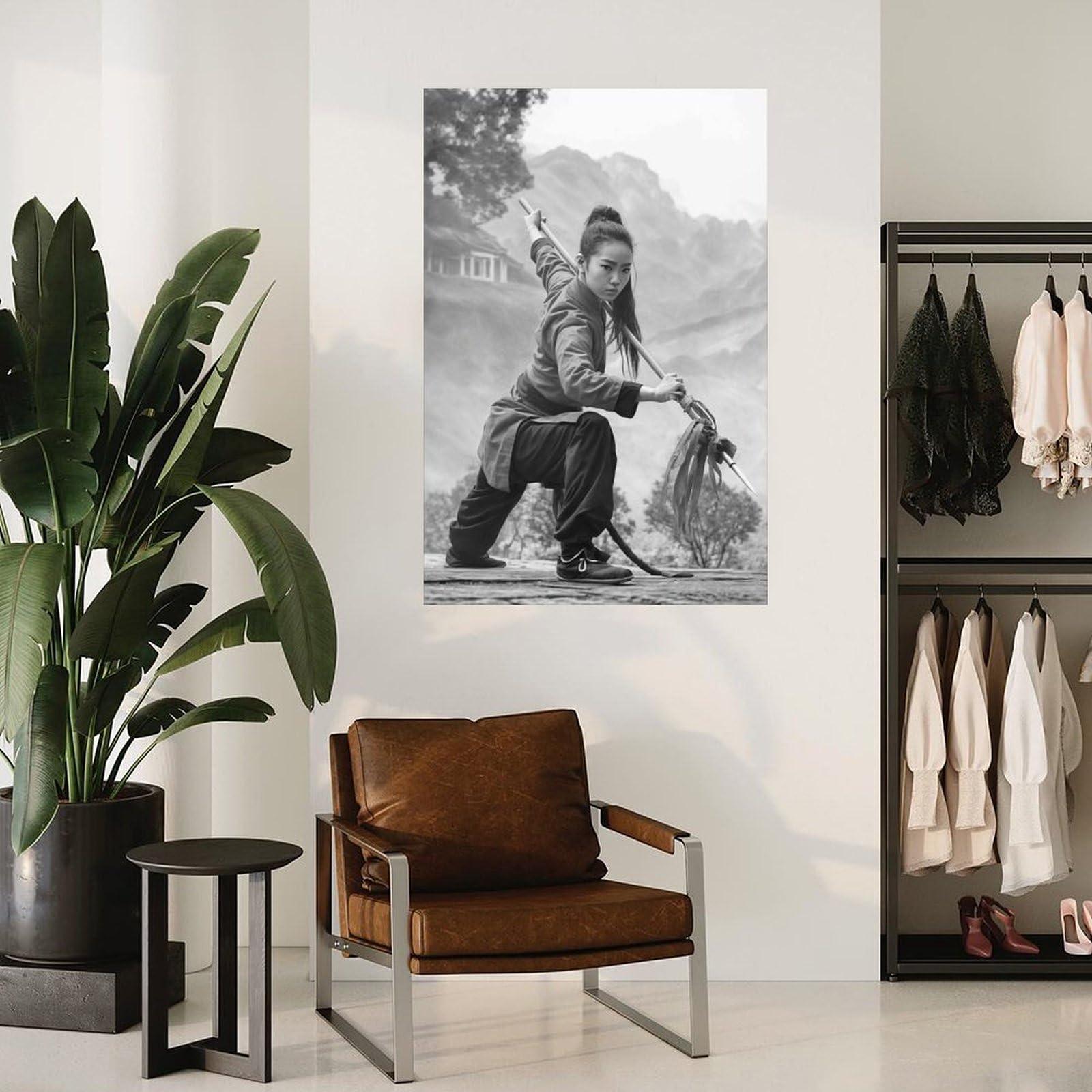 CCEIDD Chinese Kung Fu Girl Poster Emei School Marksmanship Poster (5) Canvas Painting Posters And Prints Wall Art for Living Room Bedroom Decor 24x36inch(60x90cm) Unframe-style