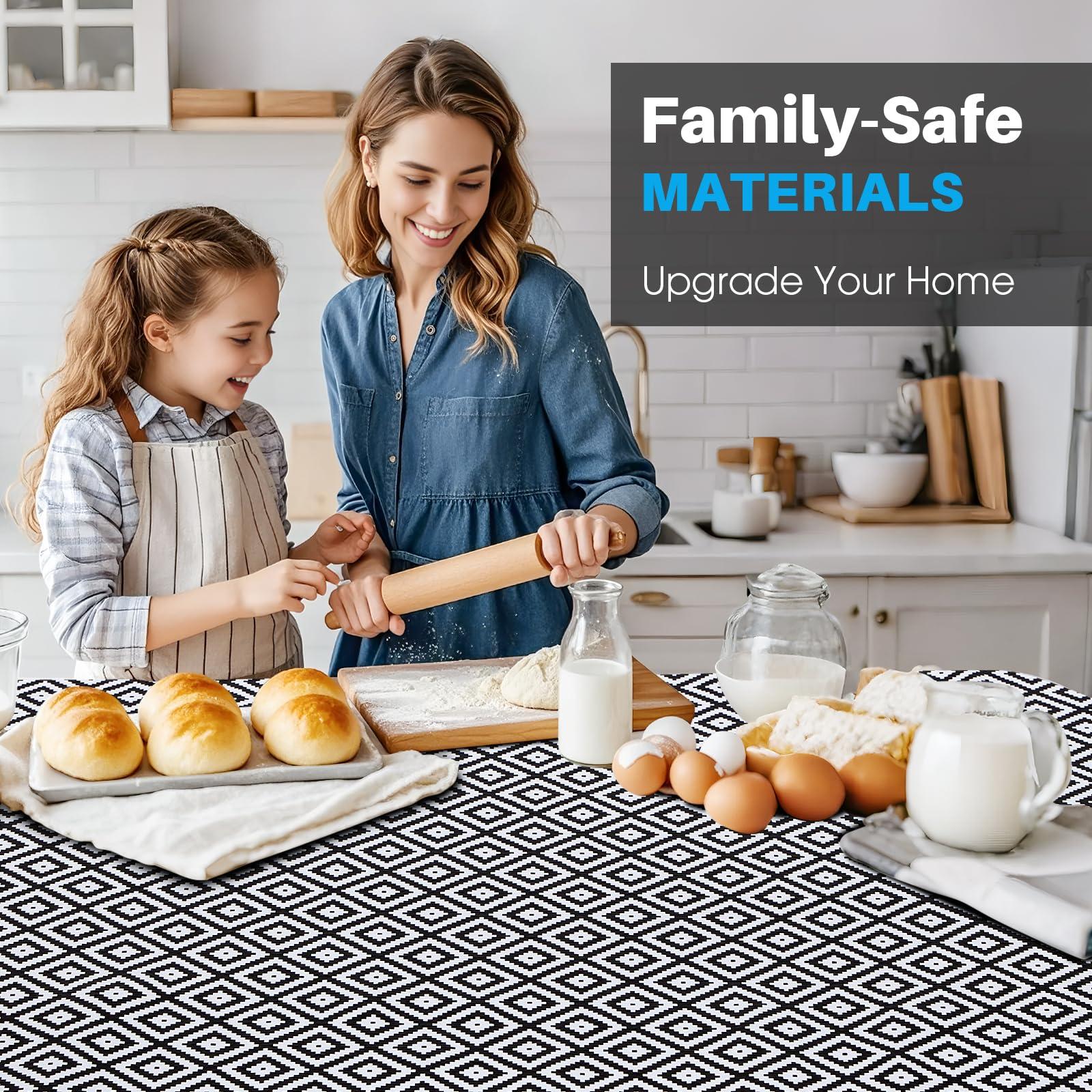 Coavas COAVAS Shelf Liner for Kitchen Cabinets Non Adhesive, Kitchen Drawer Liners Non Slip, Easy to Clean Shelf Paper, Cabinet Liners for Shelves, Dresser, Drawers, Black Rhombic, 12 in X 10 FT