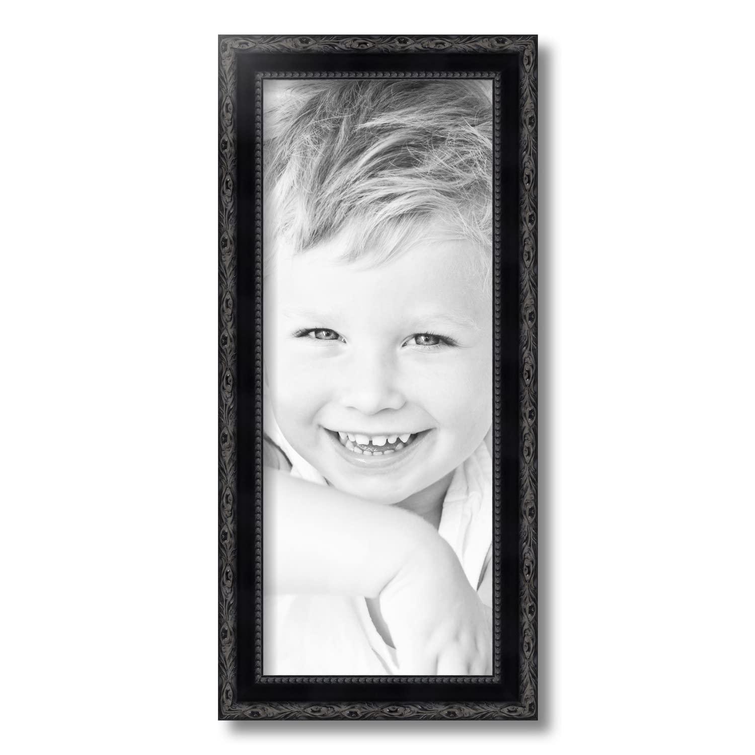 ArtToFrames ArtToFrames 8x20 Frame, Wood Picture Frame 8 x 20 Inch Poster Frame | Black Engraved Edges | Custom Poster Frame with Regular Glass & Backing | Elegant Decor for Photos Diplomas Art or Puzzles