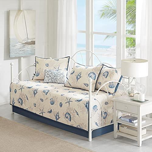 Madison Park Madison Park Daybed Cover Double Sided Quilting Casual Design All Season Bedding Set with Bedskirt, Matching Shams, Decorative Pillow, 75 in x 39 in, Seashell Blue