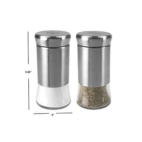 Home Basics Home Basics 2 Piece Essence Salt & Pepper Shaker, Multicolored, Silver