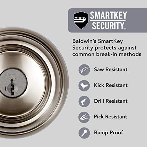 Baldwin Baldwin Alcott, Entry Door Knob Handle with Keyed Lock Featuring SmartKey Re-key Technology and Microban Protection, in Satin Nickel