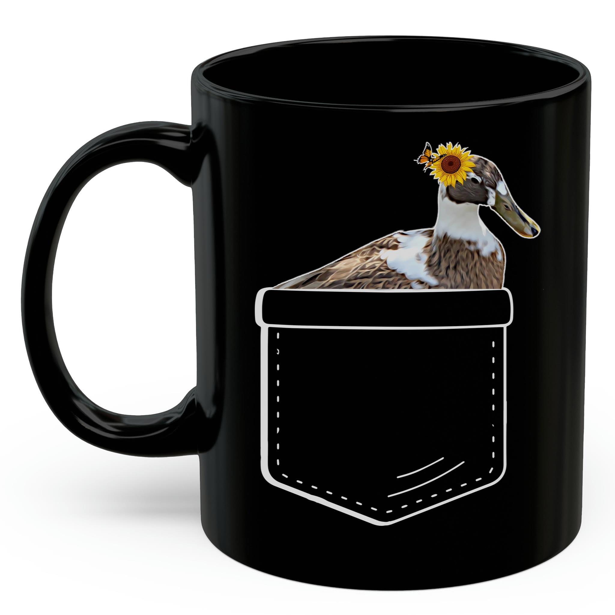 Lovesout Lovesout Ancona Duck Sunflower Pocket Design Coffee Mug Black Ceramic 11oz Farm Owner Gift