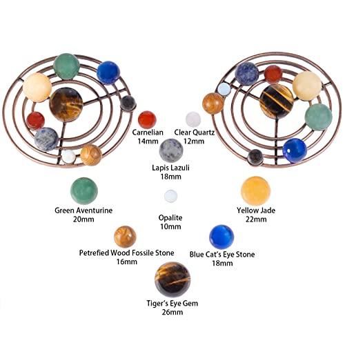 mookaitedecor mookaitedecor Solar System 9 Planets Crystal Ball Set, Gemstones Sphere on Metal Stand Display Galaxy Universe for Home Desk Decoration
