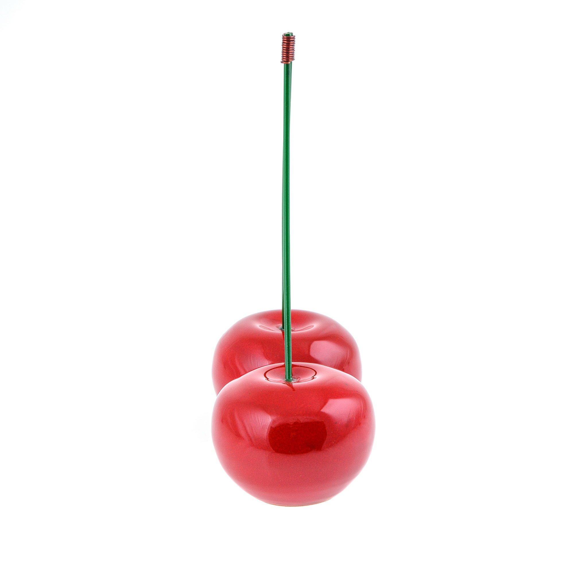 EliteCrafters EliteCrafters Modern Handmade Ceramic Large Double Red Cherry, Decor Ornament Artificial Fruit, Height 21cm (8.2\'\')