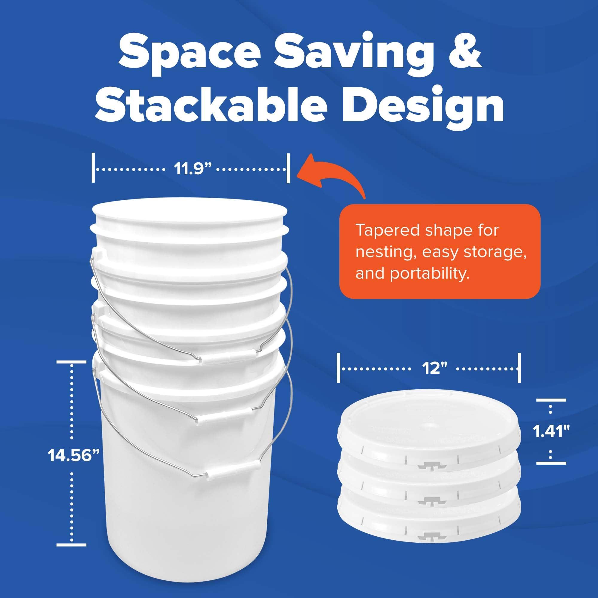ePackageSupply ePackageSupply 5 Gallon White Bucket Pail Container with Airtight Lid I Food Grade Bucket | BPA-Free I Heavy Duty & Durable | 90 Mil Thick Premium HPDE Plastic | 1 Count |Made in USA