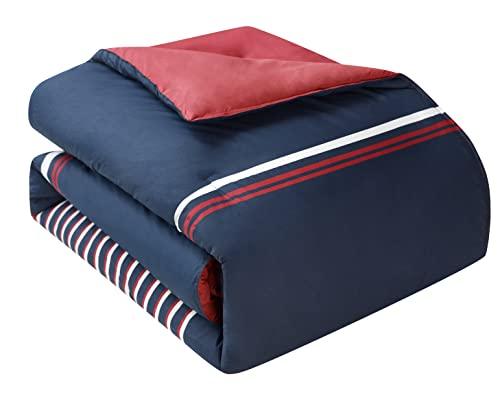 Nautica Nautica - Queen Comforter Set, Cotton Reversible Bedding with Matching Shams, Medium Weight for All Seasons (Mineola Navy, Queen)