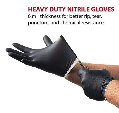 Venom Steel Venom Steel Industrial Nitrile Gloves, Chemical Resistant Disposable Black Gloves, Latex-Free, Powder-Free, Textured Grip, Heavy Duty Two-Layer Protection, 6 mil, XL, 100 Count