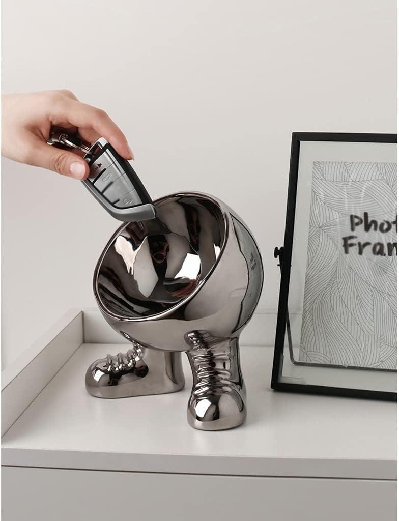 KarFri Key Tray Decorative Tray Coffee Table Decor Cabinet Ornaments Creative Living Room Key Bowl Jewelry Display Trays Key Phone Change Watches Candy Entryway Tray (Size : Silver a)