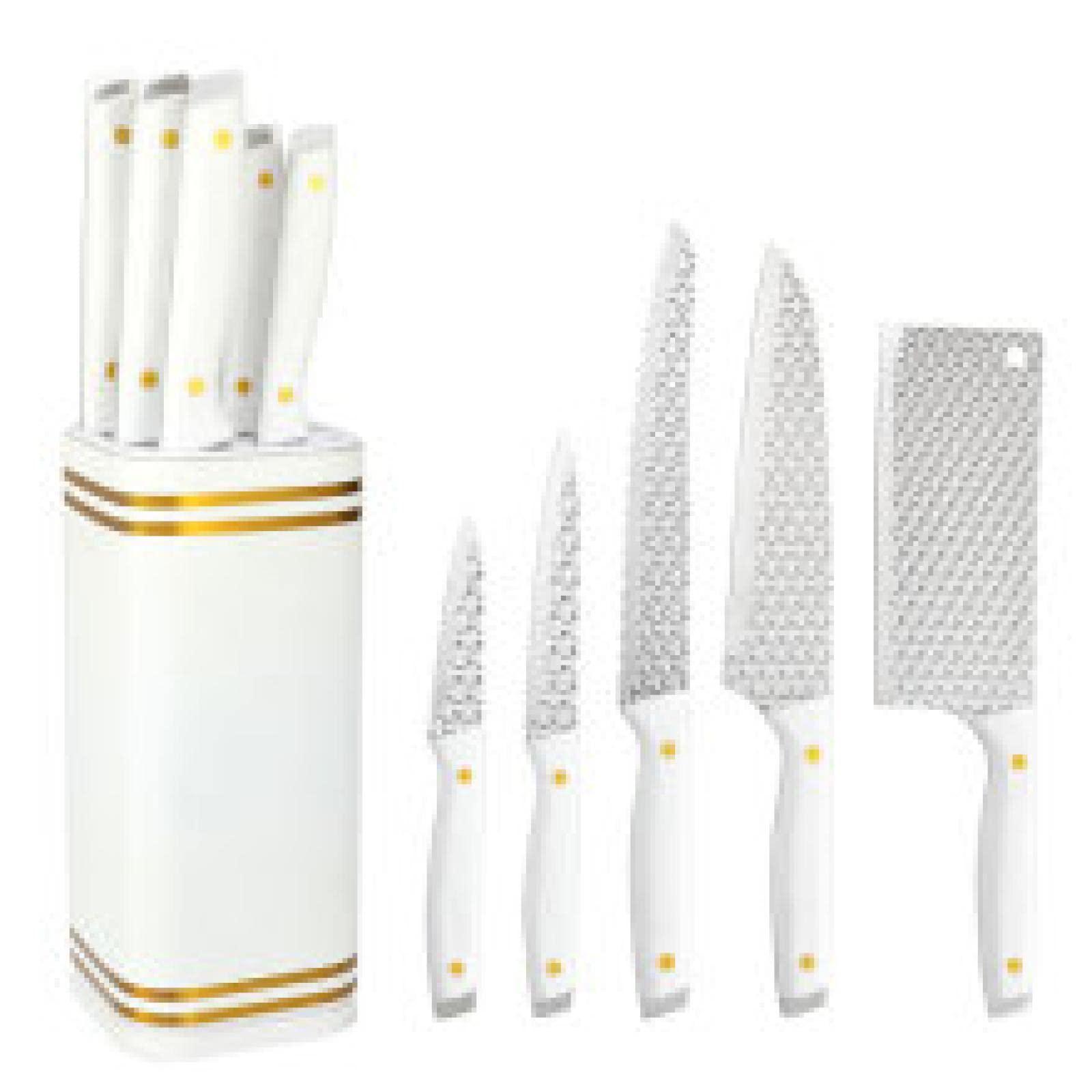 oexer Kitchen Stainless Steel Knife Set Wood Handle Household Kitchen Knife Chef Knife Gift Set Knife Solid Wood Knife Holder
