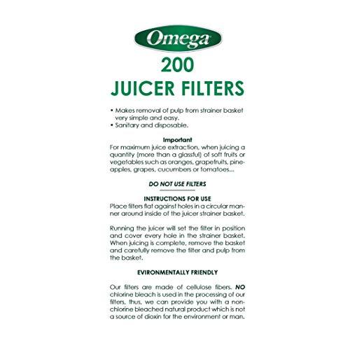 Omega Juicers Omega FILTER Filter Pack for Omega Juicers Models 1000 9000 500, 200-Pack