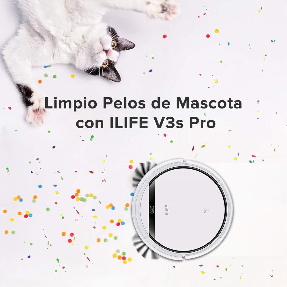 ILIFE ILIFE V3s Pro Robot Vacuum Cleaner, Tangle-free Suction , Slim, Automatic Self-Charging Robotic Vacuum Cleaner, Daily Schedule Cleaning, Ideal For Pet HairHard Floor and Low Pile Carpet,Pearl White
