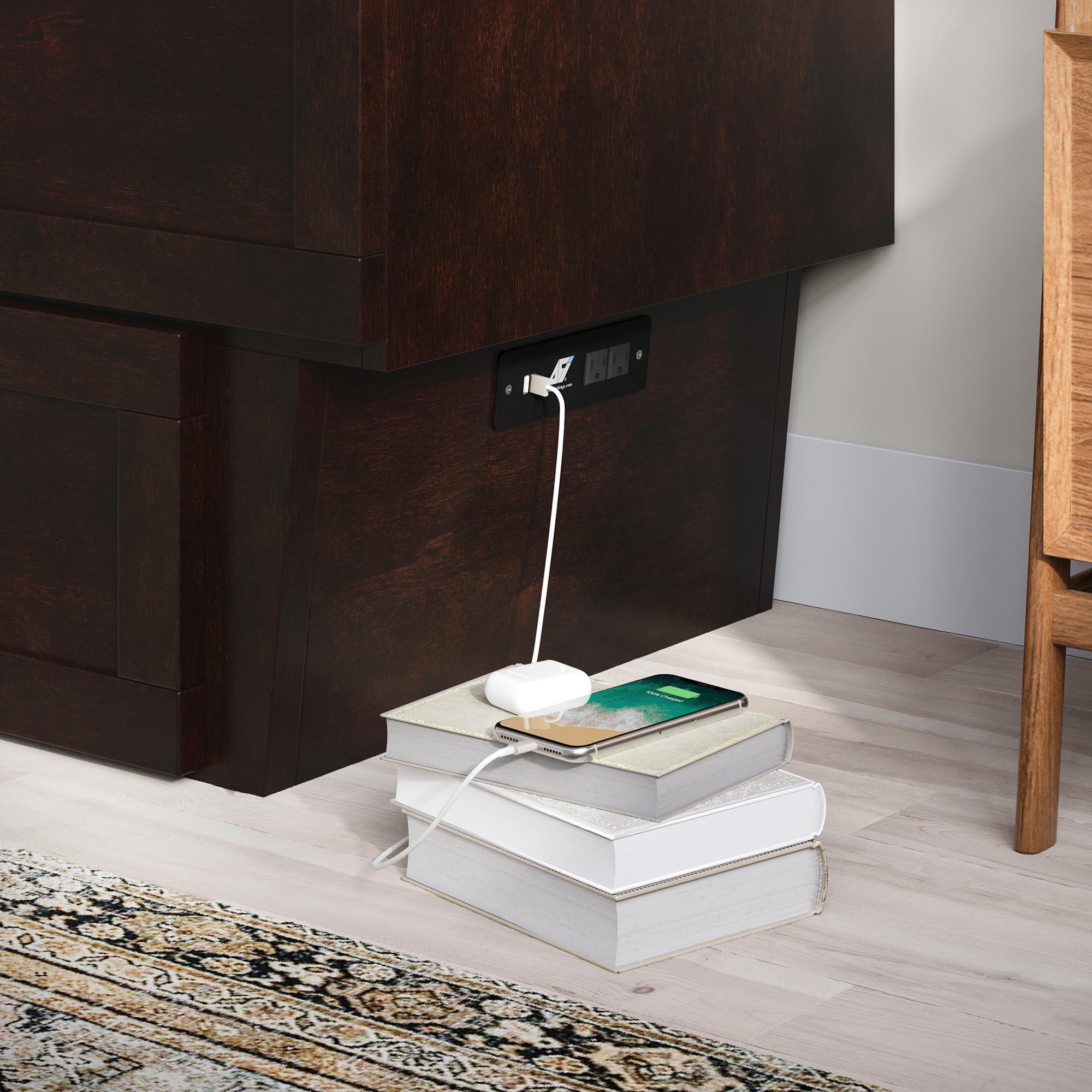 AFI AFI, Chelsea Mid-Century Modern Queen Solid Wood Murphy Bed Chest with Mattress in Espresso