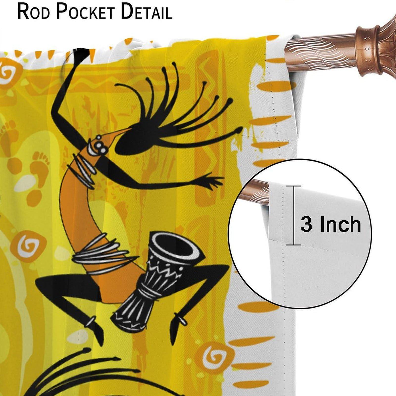 SanLunChe Kokopelli Curtains, Dancing Playing Musical Instrumentss on Tribal Patterns Artwork Thermal Insulated Room Darkening Curtains for Living Room Bedroom Drapes 2 Panels 52x96in