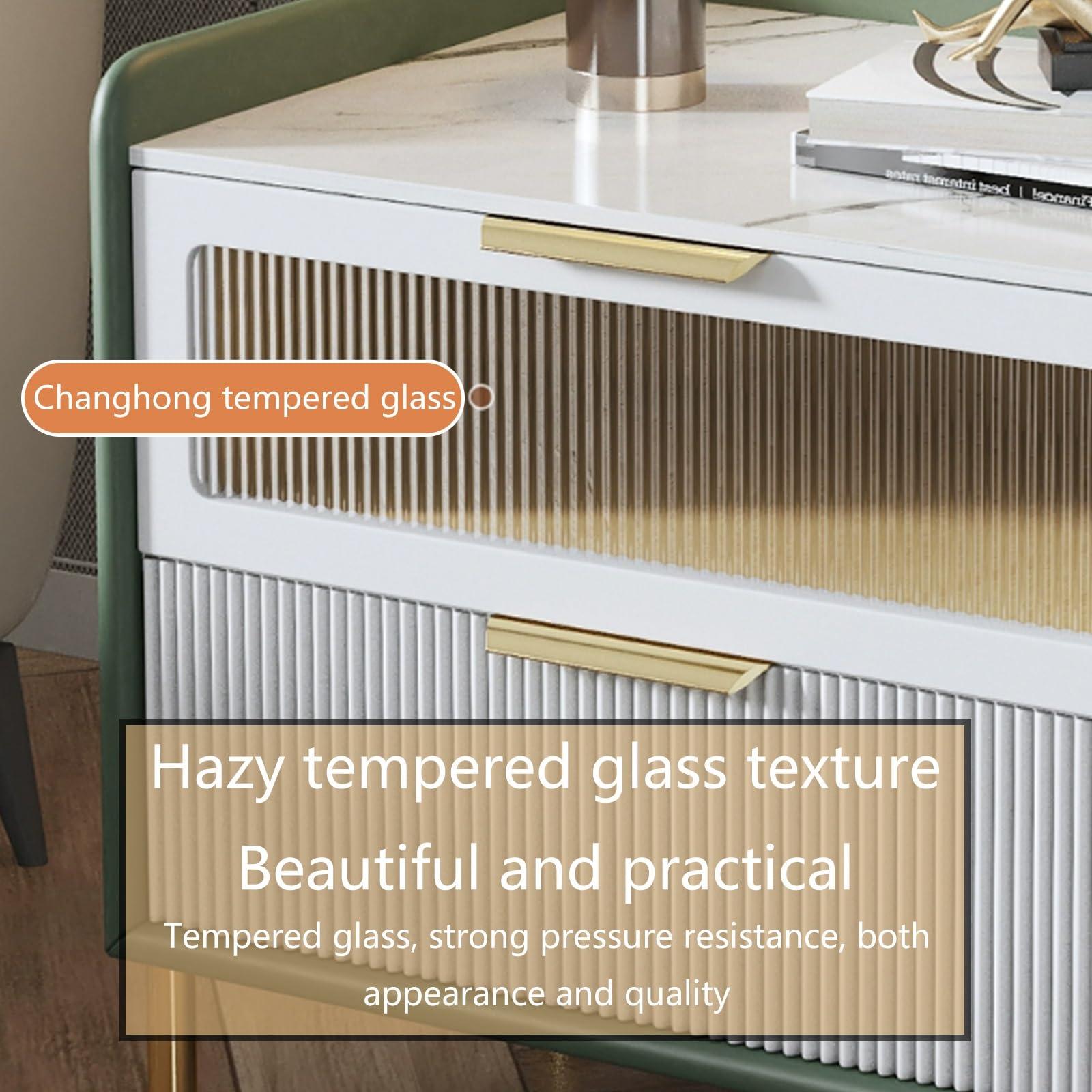 ELZEM Multipurpose Solid Wood Modern Bedroom Nightstand with Cabinet Legs, Freestanding Bedroom Side Table Nightstand with Handle, Suitable for Bedroom, Living Room, Study Room, etc. (Color : Green, Size