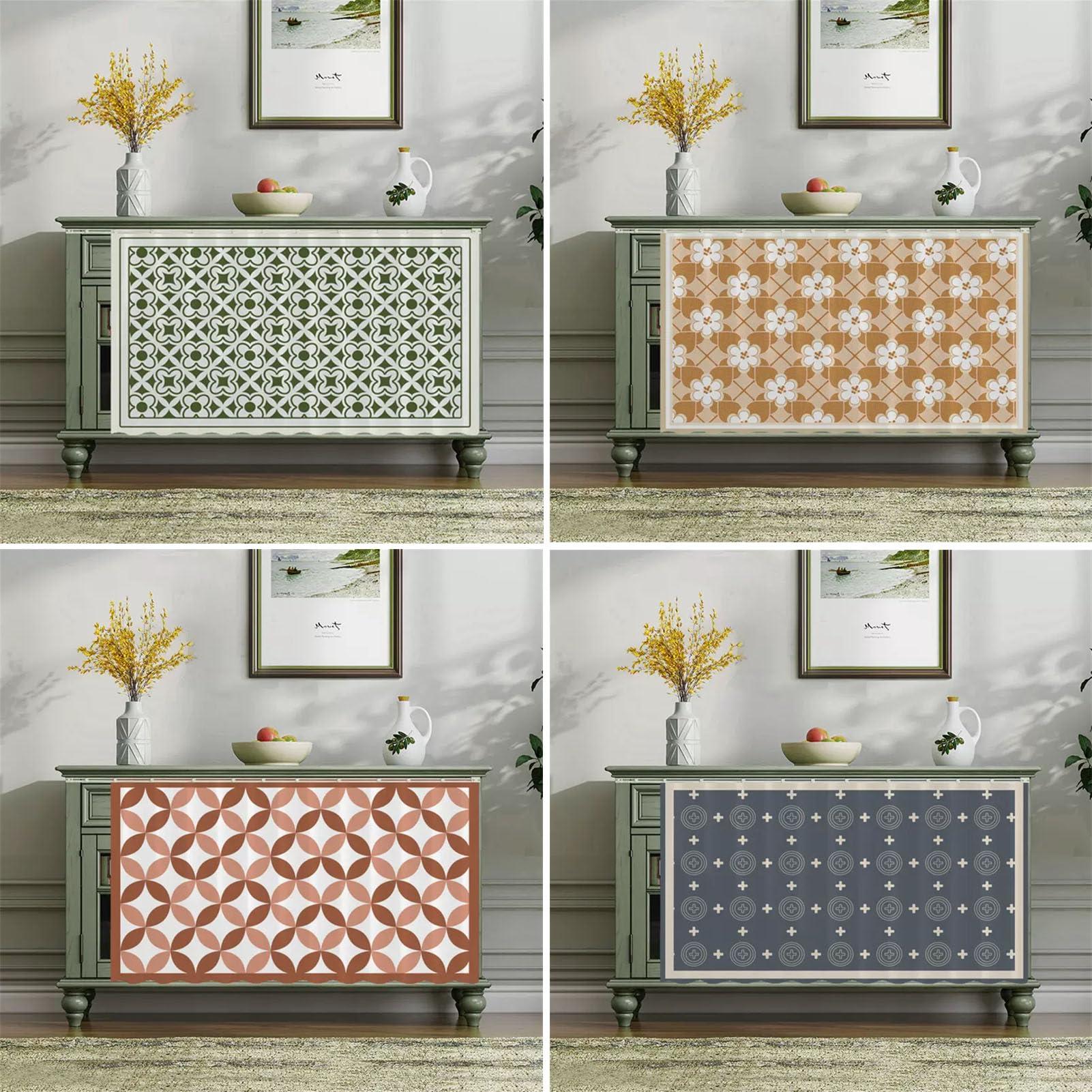 SK Studio SK Studio Cabinet Curtains for Shelves, Privacy Closet Curtain Dust-Proof Sink Curtains for Small Kitchen Laundry Room, No Tools No Drill Style 12, 31.5\" W x 35.4\" H