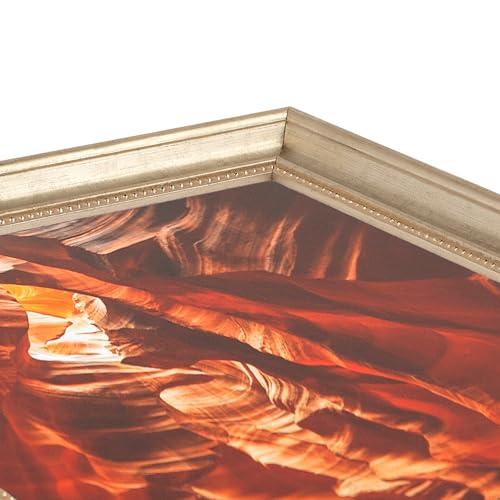 ArtToFrames ArtToFrames 13x19 Inch Silver Picture Frame, This 1.50 Inch Custom Wood Poster Frame is Aged White Gold - Comes with Economy Acrylic and Corrugated Backing (WOMD8808-13x19)