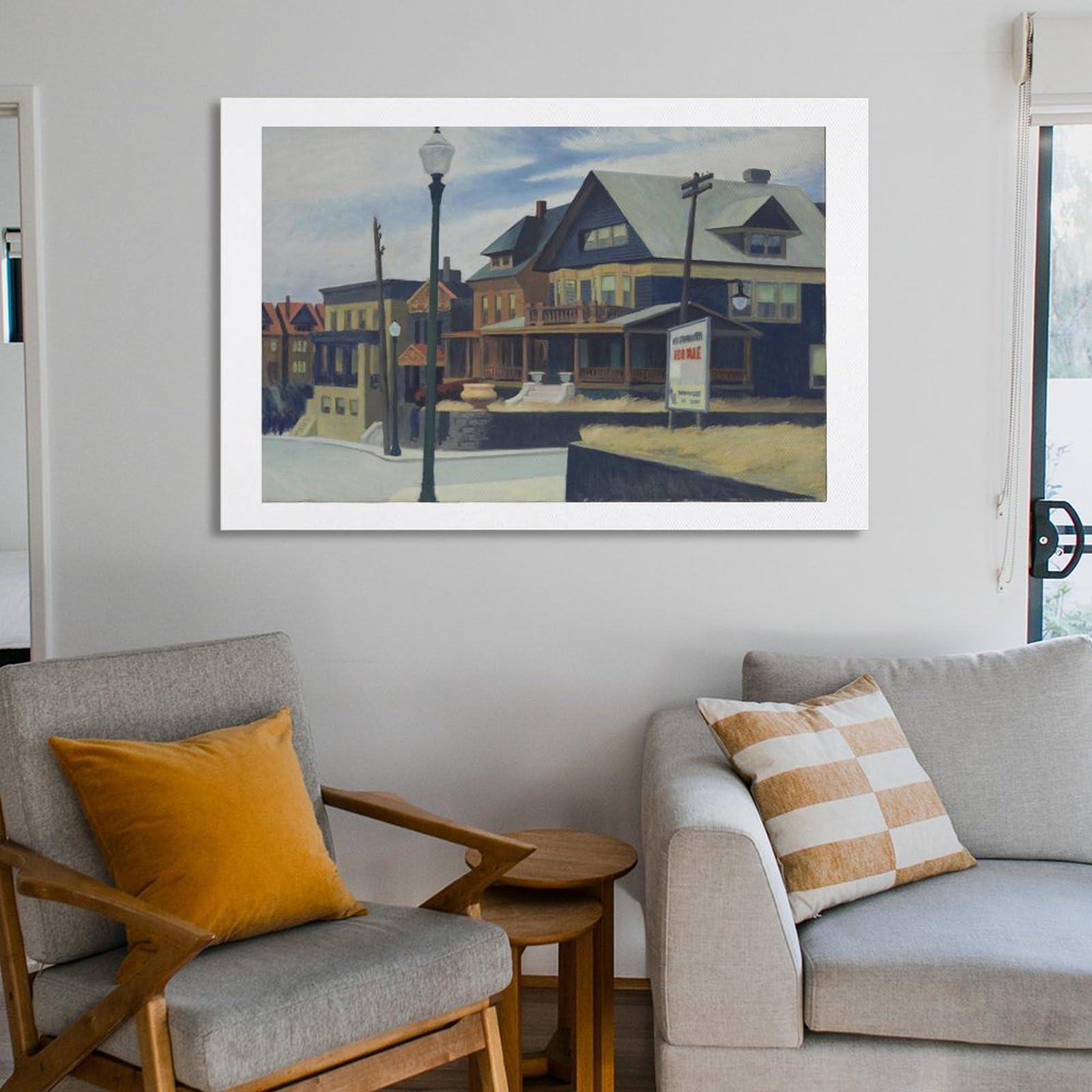 Generic Edward Hopper - City Roofs Prints Wall Art Poster Art Poster Canvas Painting Decor Wall Print Photo Gifts Home Modern Decorative Posters Picture Frame 24x36inch(60x90cm)