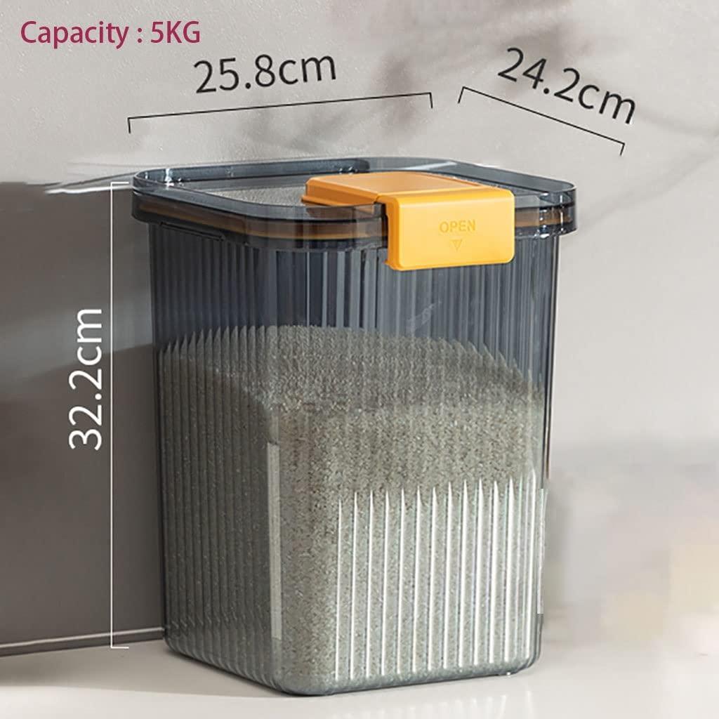 Rice container Rice Dispenser Bulk Dry Food Storage Containers, Plastic Rice Bucket with Measuring Cup Rice Storage Box Large Sealed Grain Dispenser (Color : Blue, Size : L/25.8 * 24.2 * 32.2cm)