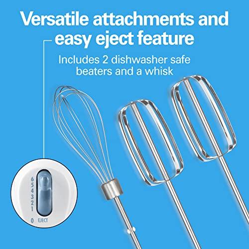 Hamilton Beach Hamilton Beach 6-Speed Electric Hand Mixer with Whisk, Traditional Beaters, Snap-On Storage Case, 250 Watts, White