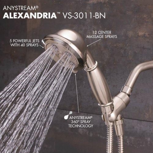 Speakman Speakman VS-3011-BN Chelsea Anystream Multi-Function Handheld Shower Head, 2.5 GPM, Brushed Nickel